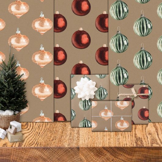 Feuille De Papier Cadeau Arbre de Noël rustique Kraft Vintage