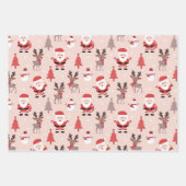 Feuille De Papier Cadeau Arbre de Noël Santa Claus Reindeer Snowman Bleu (Devant 2)