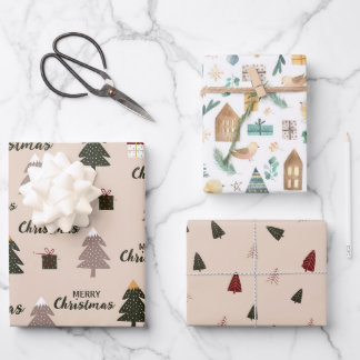 Feuille De Papier Cadeau arbre de Noël scandinave