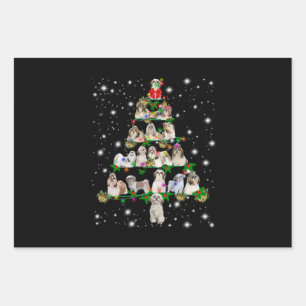 Feuille De Papier Cadeau Arbre De Noël Shih Tzu Couvert De Fashlight