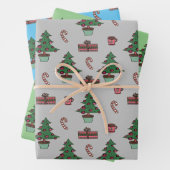 Feuille De Papier Cadeau Arbre de Noël traditionnel, Sucre de canne Design  (En situation)