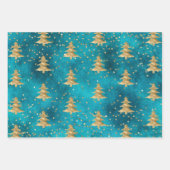 Feuille De Papier Cadeau Arbre de Noël Turquoise Turquoise Gold (Devant)