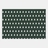 Feuille De Papier Cadeau Arbre de Noël vert foncé et blanc moderne (Devant 2)