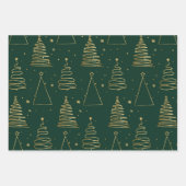 Feuille De Papier Cadeau Arbre de Noël vert minimal (Devant)