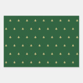 Feuille De Papier Cadeau Arbre de Noël Vert/Or Simple Motif Iconique (Devant 3)