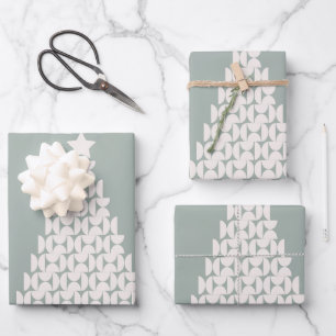 Feuille De Papier Cadeau Arbre de Noël vert Sage
