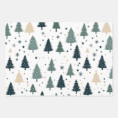 Feuille De Papier Cadeau Arbre de Noël vert simple (Devant)