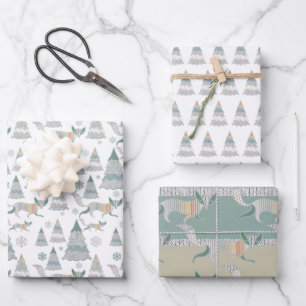 Feuille De Papier Cadeau Arbre d'hiver de Noël