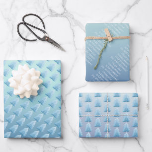 Feuille De Papier Cadeau Arbre nordique en argent bleu