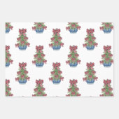 Feuille De Papier Cadeau Arbre Topiaire de la Chinoiserie de la Bow de Noël (Devant)