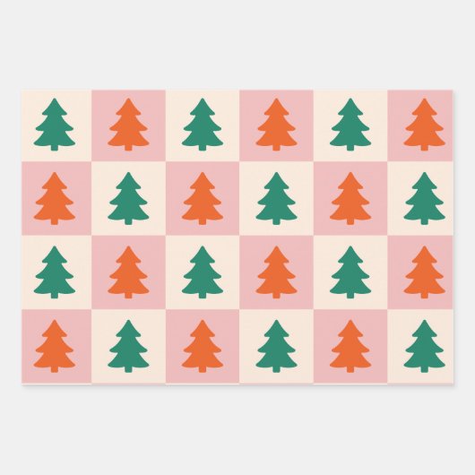 Feuille De Papier Cadeau Arbres de Noël (Devant)