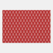 Feuille De Papier Cadeau Arbres de Noël Abstraits en rouge et vert (Devant 3)