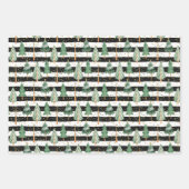 Feuille De Papier Cadeau Arbres de Noël aux pointes blanches noires (Devant 2)