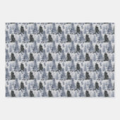 Feuille De Papier Cadeau Arbres de Noël bleu foncé et gris (Devant 2)