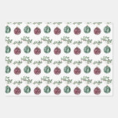 Feuille De Papier Cadeau Arbres de Noël Bourgogne verte (Devant 2)