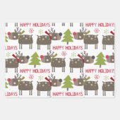 Feuille De Papier Cadeau Arbres de Noël des rennes Elfes Rustique mignonne (Devant)