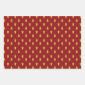 Feuille De Papier Cadeau Arbres de Noël dorés sur l'Arrière - plan rouge (Devant 3)