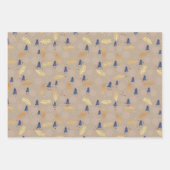 Feuille De Papier Cadeau Arbres de Noël en or bleu Pois (Devant)