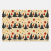 Feuille De Papier Cadeau Arbres de Noël et étoiles (Devant 2)
