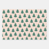 Feuille De Papier Cadeau Arbres de Noël et ornements (Devant)