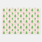 Feuille De Papier Cadeau Arbres de Noël et Snowflakes d'or, Sepia, Grey (Devant)