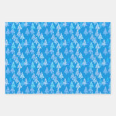 Feuille De Papier Cadeau Arbres de Noël Fleurs Modernes, Vert, Bleu, Rose (Devant 2)