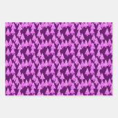 Feuille De Papier Cadeau Arbres de Noël Fleurs Modernes, Vin, Bleu, Violet (Devant 3)