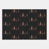 Feuille De Papier Cadeau Arbres de Noël métalliques Noir (Devant)
