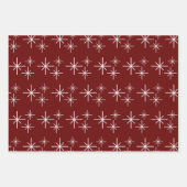 Feuille De Papier Cadeau Arbres de Noël modernes Simples flocons rouges (Devant)