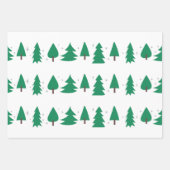Feuille De Papier Cadeau Arbres de Noël modernes vert/argent/blanc (Devant 3)