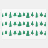 Feuille De Papier Cadeau Arbres de Noël modernes vert/argent/blanc (Devant)