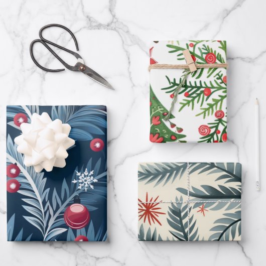 Feuille De Papier Cadeau Arbres de Noël motif (Recto)