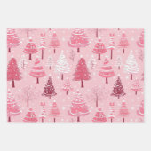 Feuille De Papier Cadeau Arbres de Noël rétro rose pâle (Devant 2)