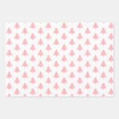 Feuille De Papier Cadeau Arbres de Noël rose Pastel modernes mélangés (Devant)