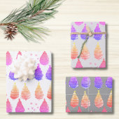 Feuille De Papier Cadeau Arbres de Noël rose pourpre