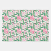 Feuille De Papier Cadeau Arbres de Noël roses et verts (Devant 3)