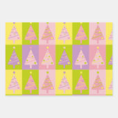 Feuille De Papier Cadeau Arbres de Noël roses mignons (Devant)