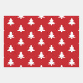 Feuille De Papier Cadeau Arbres de Noël rouge pin noir blanc (Devant)