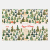 Feuille De Papier Cadeau Arbres de Noël rustiques (Devant)