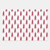 Feuille De Papier Cadeau Arbres de Noël rustiques rouges blancs et noirs (Devant 3)