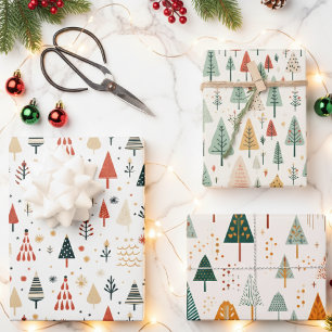 Feuille De Papier Cadeau Arbres de Noël scandinaves Nordic