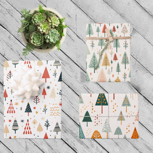 Feuille De Papier Cadeau Arbres de Noël scandinaves Nordic
