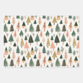 Feuille De Papier Cadeau Arbres de Noël vert rose (Devant 2)