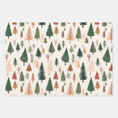 Feuille De Papier Cadeau Arbres de Noël vert rose (Devant)