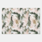 Feuille De Papier Cadeau Arbres de Noël vert rose pâle (Devant 3)