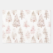 Feuille De Papier Cadeau Arbres de Noël vert rose pâle (Devant 2)