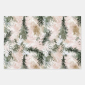 Feuille De Papier Cadeau Arbres de Noël vert rose pâle (Devant)