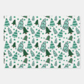 Feuille De Papier Cadeau Arbres de Noël verts (Devant 2)