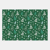 Feuille De Papier Cadeau Arbres de Noël verts (Devant 3)