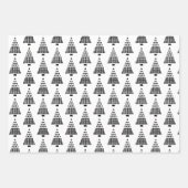 Feuille De Papier Cadeau Arbres de Noël Whimsical Noir et Blanc (Devant 3)